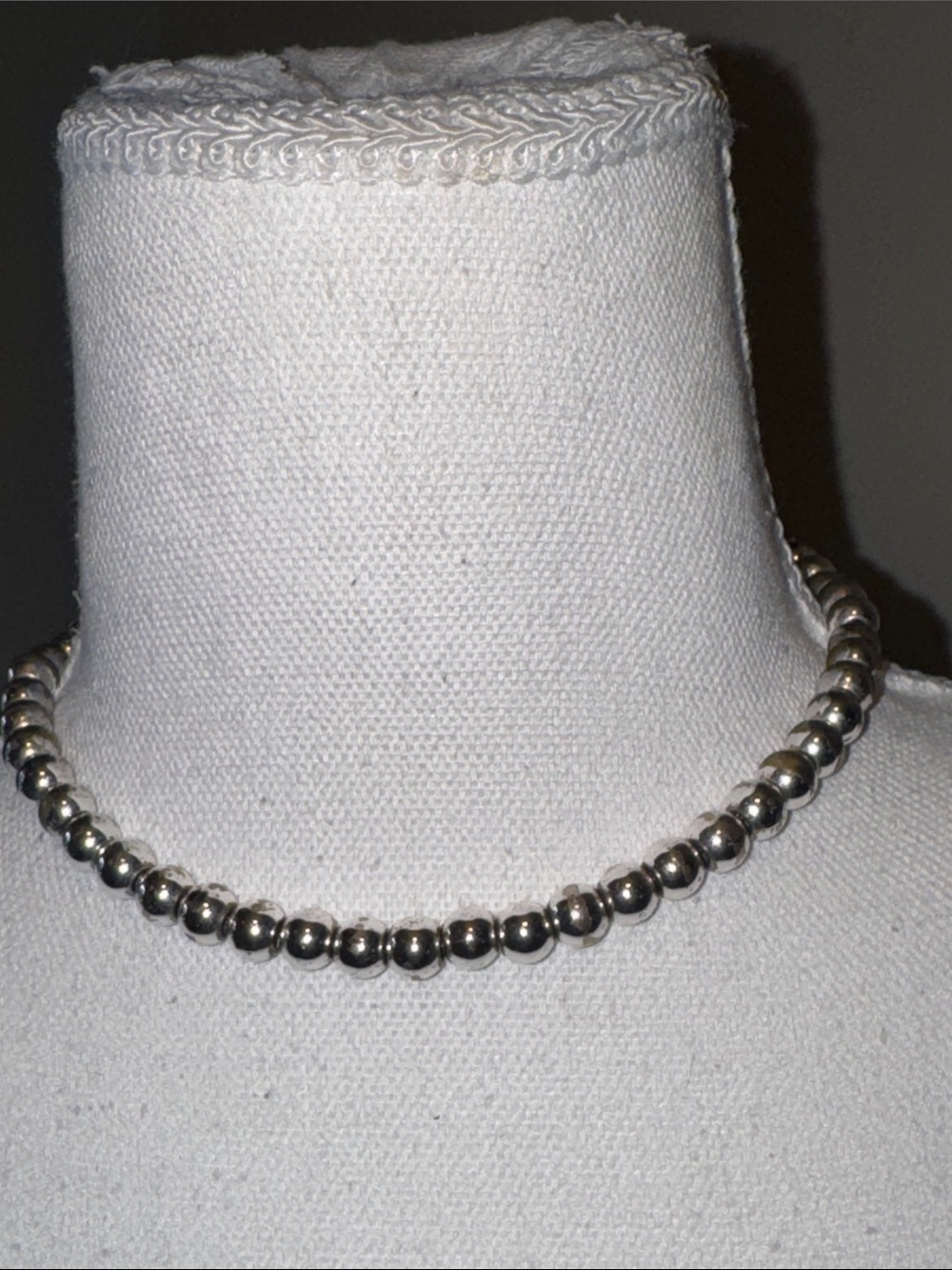 Vintage Ralph Lauren Silver Beaded Choker Necklace